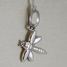 Load image into Gallery viewer, 18K WHITE GOLD FLAT DRAGONFLY PENDANT CHARMS, 17 MM SMOOTH BRIGHT MADE IN ITALY