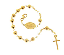 Cargar imagen en el visor de la galería, PULSERA ROSARIO ORO AMARILLO 18K, ESFERAS 5MM, CRUZ Y MEDALLA MILAGROSA