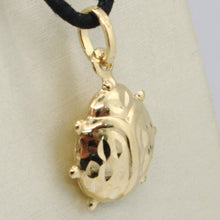 Load image into Gallery viewer, 18K YELLOW GOLD ROUNDED LADYBUG PENDANT CHARM 20 MM WORKED & BRIGHT, ITALY MADE