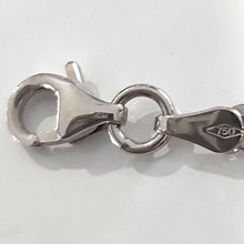 Load image into Gallery viewer, solid 18k white gold chain rounded tube oval paper clip 2.5x7mm link 24" 60cm