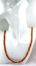 Load image into Gallery viewer, 18k yellow gold necklace 24" orange maculate jade round faceted 6mm beads sphere