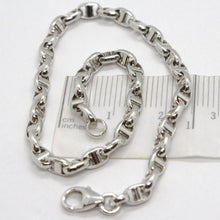 Cargar imagen en el visor de la galería, PULSERA MARINERA OVALADA DE ORO BLANCO DE 18 QUILATES DE 3,5 MM Y 19 CM DE 7,50" HECHA EN ITALIA