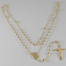 Load image into Gallery viewer, 18K YELLOW GOLD ROSARY NECKLACE MIRACULOUS MARY MEDAL & JESUS CROSS ITALY MADE
