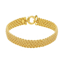 Load image into Gallery viewer, 18k yellow gold multi-strand 5 ropes wires braided bracelet 9 mm wide, 7.5"