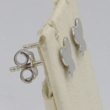 Load image into Gallery viewer, SOLID 18K WHITE GOLD EARRINGS FLAT BUTTERFLY, SHINY, SMOOTH, 8 MM, MADE IN ITALY