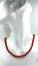 Load image into Gallery viewer, 18k yellow gold necklace 16", red jade round faceted 6mm beads spheres balls