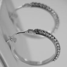 Load image into Gallery viewer, 18K WHITE GOLD CIRCLE HOOPS EARRINGS WITH ZIRCONIA BRIGHT
