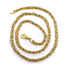 Load image into Gallery viewer, 18k yellow gold squared tubular 4.1mm byzantine chain necklace, 60cm 24" hollow