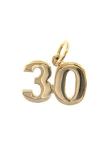 Load image into Gallery viewer, 18K YELLOW GOLD NUMBER 30 THIRTY PENDANT CHARM 0.7 INCHES, 17 MM MADE IN ITALY