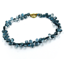 Cargar imagen en el visor de la galería, Pulsera de cuentas de oro amarillo de 18 quilates de 18 cm y 18,1 cm con topacio natural facetado de Londres y gotas de 6 mm.