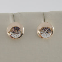 Cargar imagen en el visor de la galería, PENDIENTES REDONDOS DE ORO BLANCO ROSA DE 18 K FINAMENTE TRABAJADOS, RAYOS DOBLES ESTRELLA