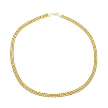 Load image into Gallery viewer, 18k yellow gold multi-strand 3 ropes wires braided necklace 6 mm wide, 17" long