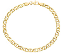 Cargar imagen en el visor de la galería, PULSERA DE ORO AMARILLO DE 18 QUILATES, BARCO PLANO, MARINERO, OVALADA, NÁUTICA, GRANDE, ESLABÓN DE 5 MM, 8,3"