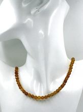 Load image into Gallery viewer, 18k yellow gold necklace 16", brown jade round faceted 6mm beads spheres balls