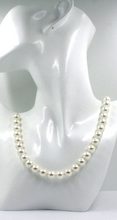 Load image into Gallery viewer, 18k yellow gold 24" necklace big 10.5mm perfect synthetic white pearls spheres