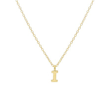 Load image into Gallery viewer, 18k yellow gold rolo thin 16" necklace with small 5mm letter initial I