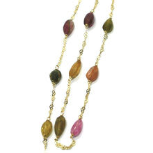Load image into Gallery viewer, 18K YELLOW GOLD NECKLACE, HEARTS, ALTERNATE FACETED TOURMALINE DROPS