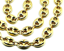 Load image into Gallery viewer, 18K YELLOW GOLD MARINER CHAIN BIG OVALS 12 MM, 24 INCHES ANCHOR ROUNDED NECKLACE