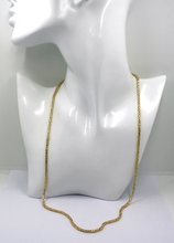 Load image into Gallery viewer, 18k yellow gold squared tubular 1.9mm byzantine chain necklace, 60cm 24" solid