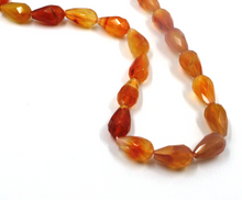 Load image into Gallery viewer, 18k yellow gold necklace 18" with 14mm natural orange carnelian faceted drops