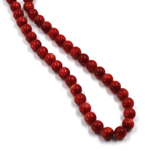 Load image into Gallery viewer, 18k yellow gold necklace 20" with 5mm red bamboo coral round beads spheres balls
