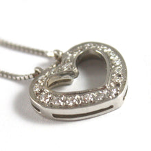 Load image into Gallery viewer, SOLID 18K WHITE GOLD NECKLACE WITH HEART DIAMONDS, DIAMOND