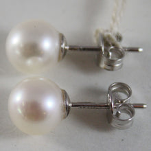 Load image into Gallery viewer, SOLID 18K WHITE OR YELLOW GOLD EARRINGS WITH PEARL PEARLS 8.5 MM, MADE IN ITALY