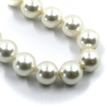 Load image into Gallery viewer, 18k yellow gold 24" necklace big 10.5mm perfect synthetic white pearls spheres