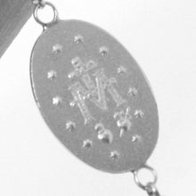 Load image into Gallery viewer, 18K WHITE GOLD ROSARY BRACELET, 5 MM SPHERES, CROSS & MIRACULOUS MEDAL