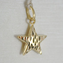 Load image into Gallery viewer, 18K YELLOW GOLD ROUNDED STAR PENDANT CHARM 20 MM WORKED & SMOOTH, MADE IN ITALY