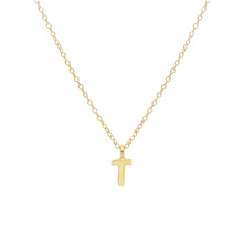 Load image into Gallery viewer, 18k yellow gold rolo thin 16" necklace with small 5mm letter initial T