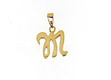 Load image into Gallery viewer, 18K YELLOW GOLD LUSTER PENDANT WITH INITIAL M LETTER M MADE IN ITALY 0.71 INCHES