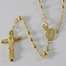 Load image into Gallery viewer, 18K YELLOW GOLD ROSARY NECKLACE MIRACULOUS MARY MEDAL & JESUS CROSS ITALY MADE