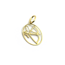 Load image into Gallery viewer, 18k yellow gold zodiac sign round small 15mm flat pendant, zodiacal, sagittarius