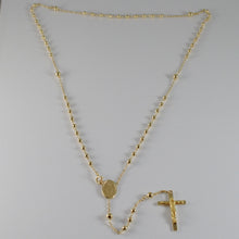 Load image into Gallery viewer, 18K YELLOW GOLD ROSARY NECKLACE MIRACULOUS MARY MEDAL & JESUS CROSS ITALY MADE