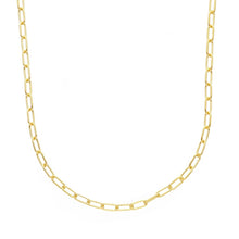 Load image into Gallery viewer, solid 18k yellow gold chain rounded tube oval paper clip 2x5mm link 18" 45cm
