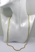 Load image into Gallery viewer, 18k yellow gold squared tubular 2.4mm byzantine chain necklace, 60cm 24" solid