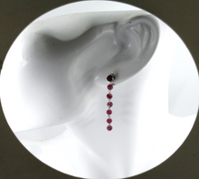 Load image into Gallery viewer, 18k white gold 4.2cm long earrings with 3.5mm rubies and 4mm red zirconia