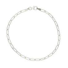 Load image into Gallery viewer, solid 18k white gold bracelet rounded tube oval paper clip 2.5x7mm link, 7.5"