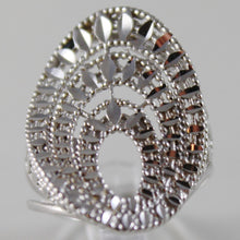 Load image into Gallery viewer, SOLID 18K WHITE GOLD BAND RING OVAL WAVE, BRIGHT, FINELY WORKED MADE IN ITALY