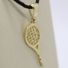 Load image into Gallery viewer, 18K YELLOW GOLD TENNIS RACKET PENDANT, CHARM, 20 mm, 0.8 inches, MADE IN ITALY