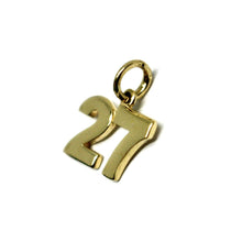 Load image into Gallery viewer, 18K YELLOW GOLD NUMBER 27 TWENTY SEVEN PENDANT CHARM 0.7 INCHES 17 MM MADE ITALY