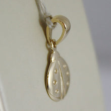 Load image into Gallery viewer, 18K YELLOW GOLD FLAT LADYBUG PENDANT CHARMS, 18 MM SMOOTH BRIGHT MADE IN ITALY