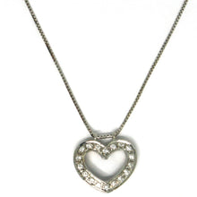 Load image into Gallery viewer, SOLID 18K WHITE GOLD NECKLACE WITH HEART DIAMONDS, DIAMOND