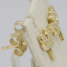 Load image into Gallery viewer, SOLID 18K YELLOW GOLD EARRINGS DRAGONFLY & ZIRCONIA DIAMETER 10 MM