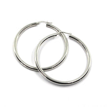 Load image into Gallery viewer, 18K WHITE GOLD ROUND CIRCLE EARRINGS DIAMETER 30 MM, WIDTH 3 MM, MADE IN ITALY
