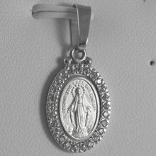 Load image into Gallery viewer, SOLID 18K WHITE GOLD ZIRCONIA MIRACULOUS MEDAL VIRGIN MARY MADONNA