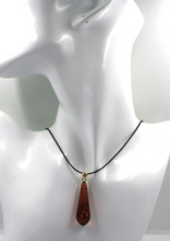 Load image into Gallery viewer, 18k yellow gold pendant with natural big drop orange amber 40x13mm