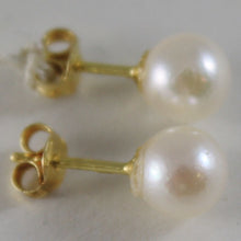Load image into Gallery viewer, SOLID 18K YELLOW GOLD EARRINGS WITH AKOYA PEARLS 6 MM, MADE IN ITALY