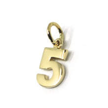Load image into Gallery viewer, 18K YELLOW GOLD NUMBER 5 FIVE PENDANT CHARM, 0.7 INCHES, 17 MM, MADE IN ITALY